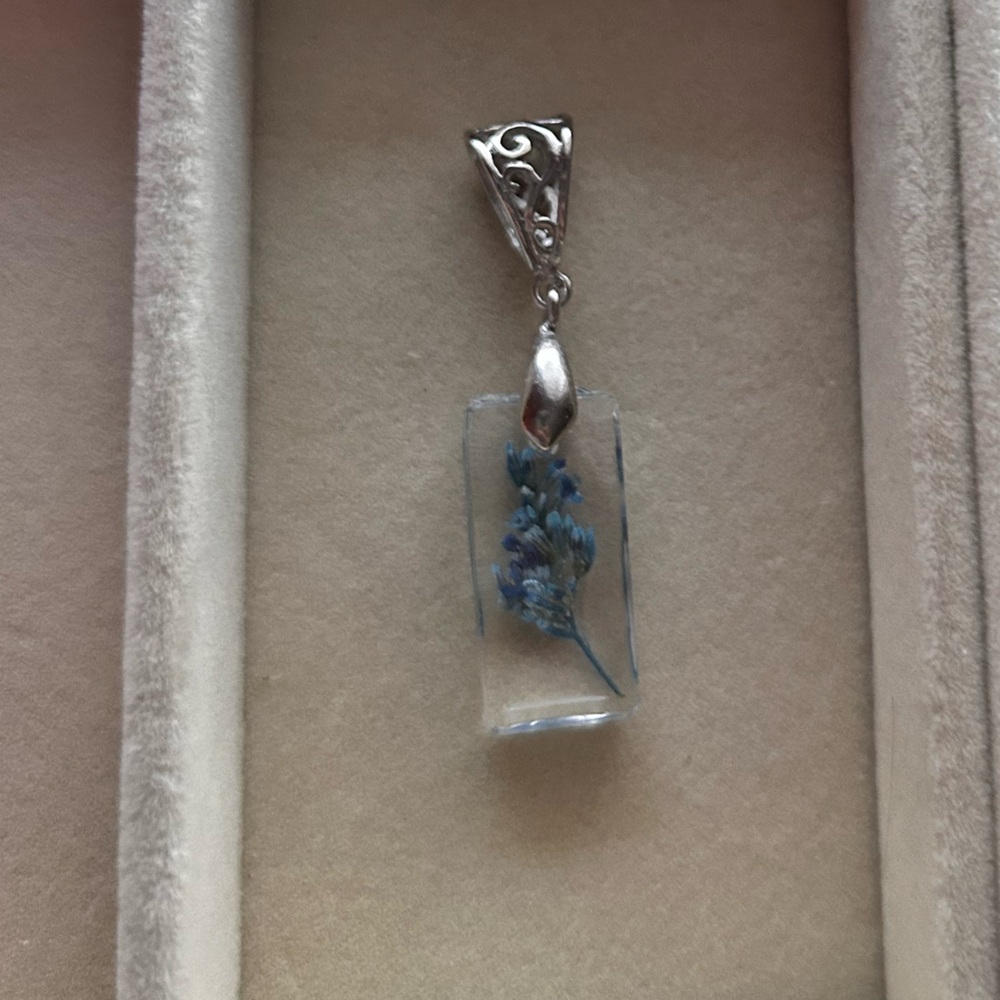 Silver and Blue Floral Pendant